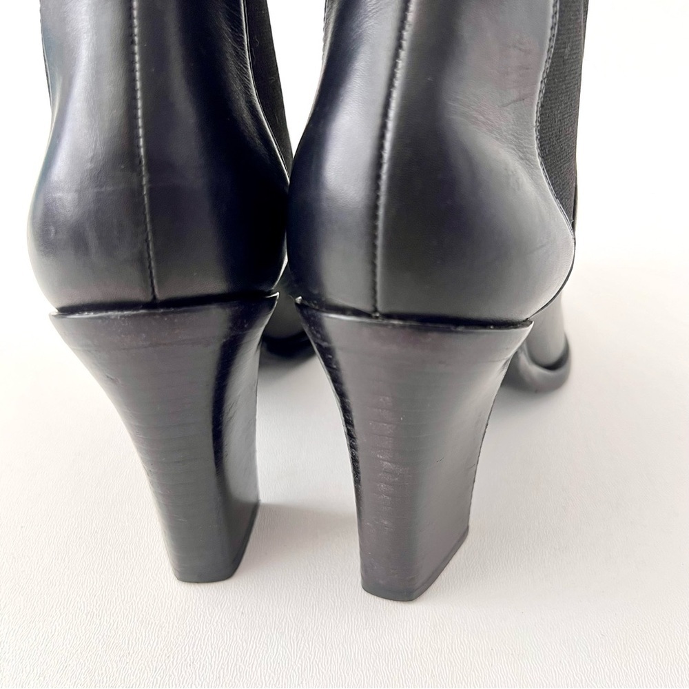LOUIS VUITTON | Black Leather Ankle Booties LV Logo Buckle Block Heel EU 37 - Picture 7 of 15